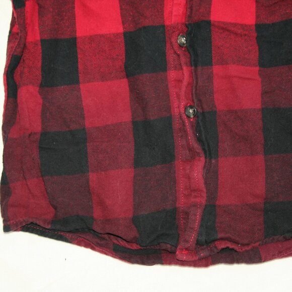 🍁 CHECKER OMBRE FLANNEL SHIRT RED BLACK BUTTON DOWN TOP PLAID WARM KID BOY 6 7 - Picture 12 of 15
